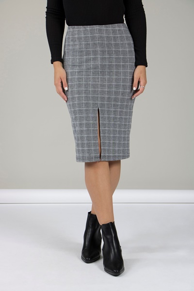 TS6345S-A-Multi Striped Block Buttoned Skirt main image 1